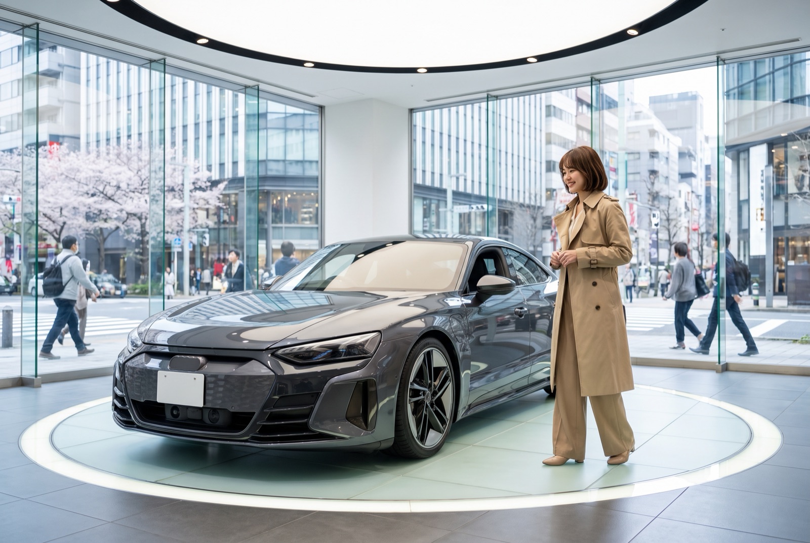 ショールームに展示された新型車