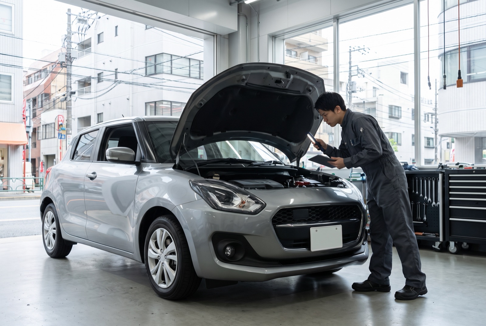 納車前点検を行う整備士